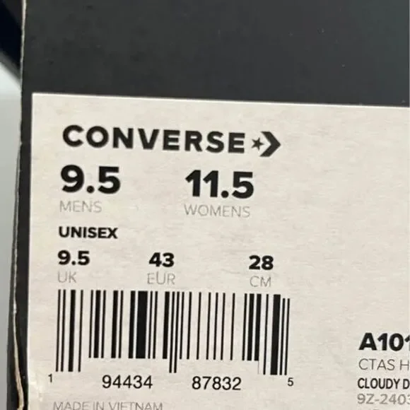 Converse Chuck Taylor All Star High Top Light Blue Cloudy Daze Mens 9.5 - Picture 5 of 5
